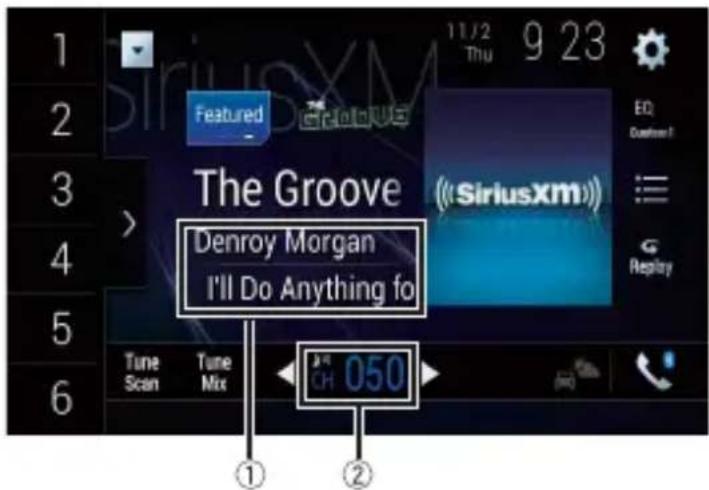 PIONEER AVICW8500NEX - Affichage du canal actuel (Mode de radiodiffusion en direct) - 1