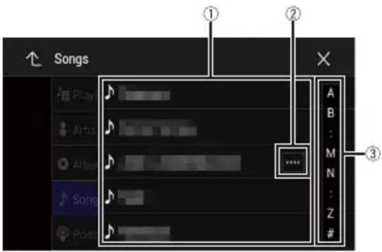 PIONEER AVICW8500NEX - Utiliser les écrans de liste - 1