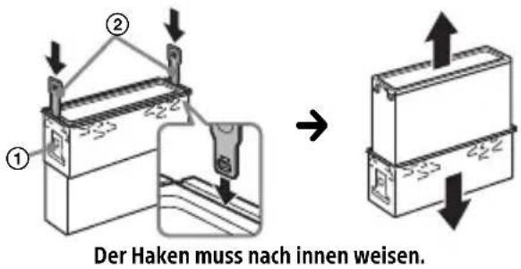 Der Haken muss nach innen weisen.