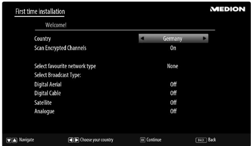MEDION LIFE P14337 (MD 31337) - Channel search when switching on for the first time - 2