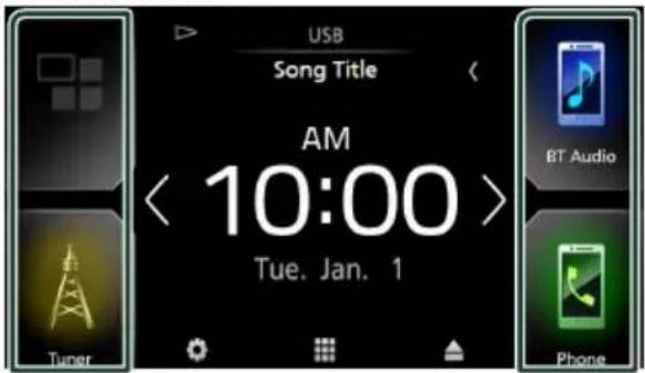 JVC KWM650BT - To select the playback source on the HOME screen - 1