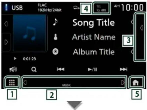 JVC KWM650BT - Descripciones de la pantalla de control de fuente - 1