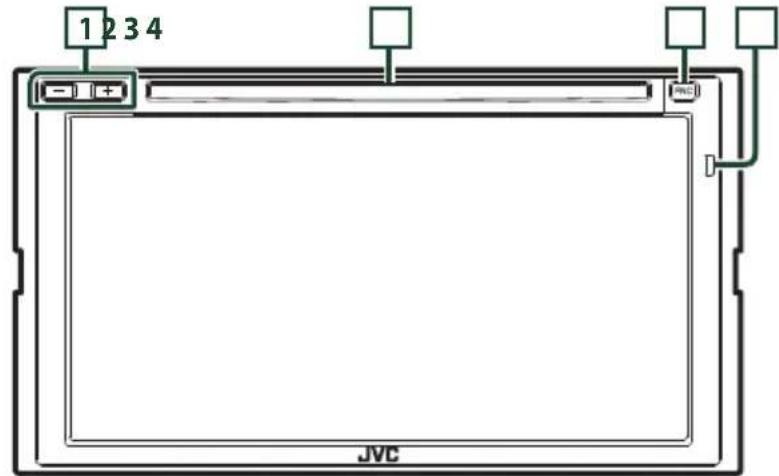 JVC KWM650BT - Funciones de los botones del panel frontal - 1