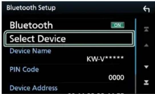 JVC KWM650BT - Touch [Select Device] on the Bluetooth Setup screen. - 1