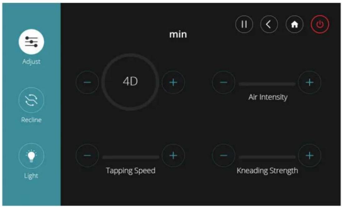 Cozzia Qi SE - Adjust Massage Strength Interface - 1