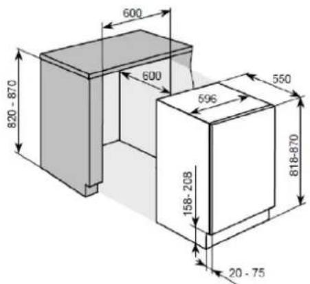 HOOVER HBOU 822 NE - Dimensões da abertura - 1