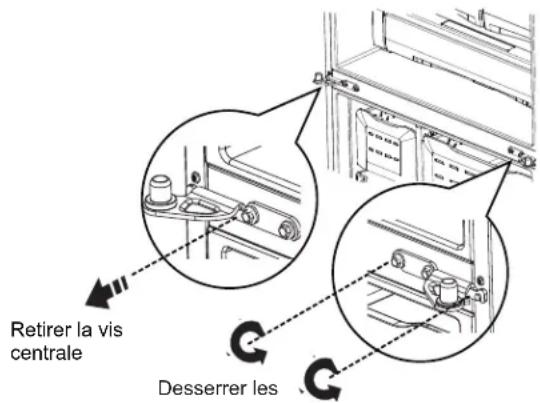 GE CVE28DM5NS5 - RETIRER LA CHARNIÈRE CENTRALE (si nécessaire) - 1