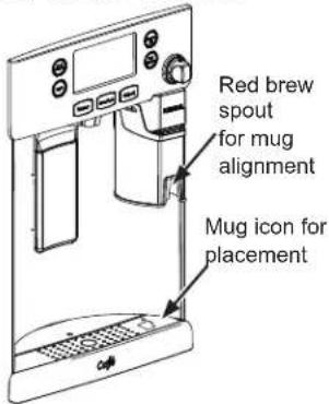 GE CYE22TP3MD1 - Place your mug under the brewer (on the tray mug icon and under the red brew spout). - 1