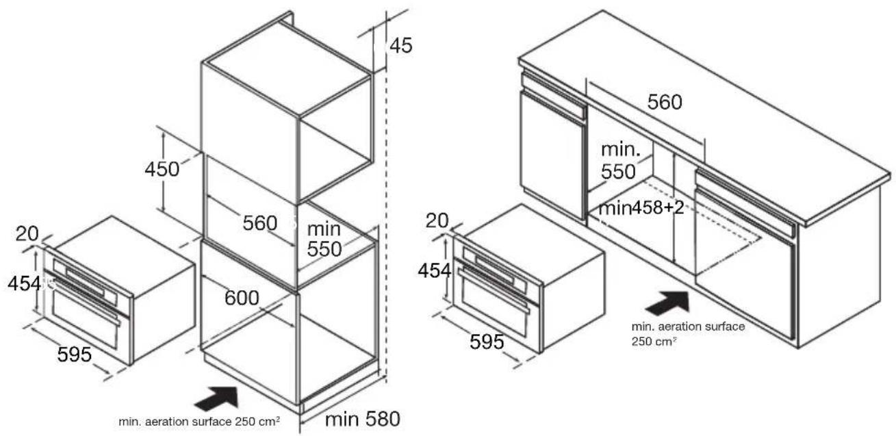 HOOVER HMG440 EX - Dimensions d'encastrement - 1