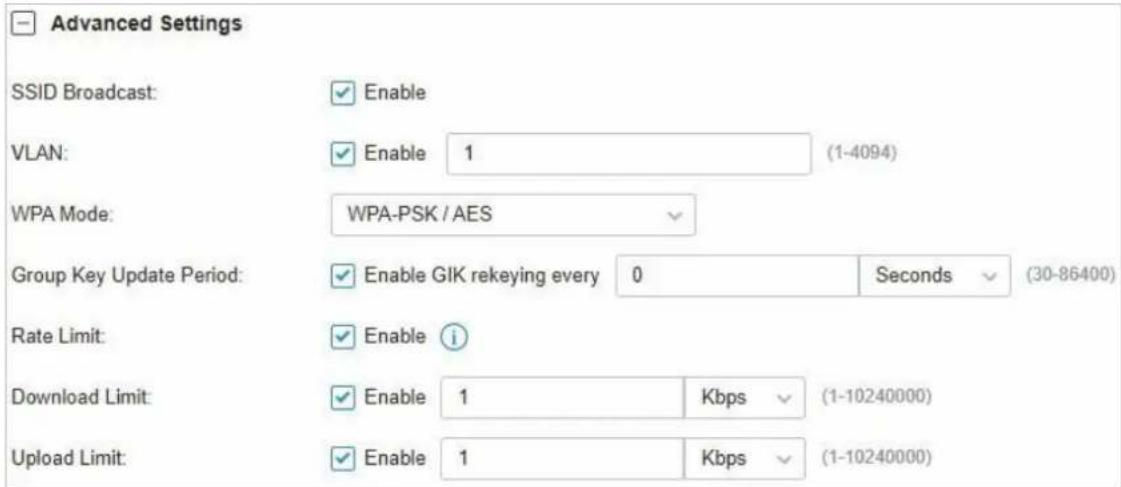TP-LINK Omada EAP115Wall - Paramètres avancés - 1