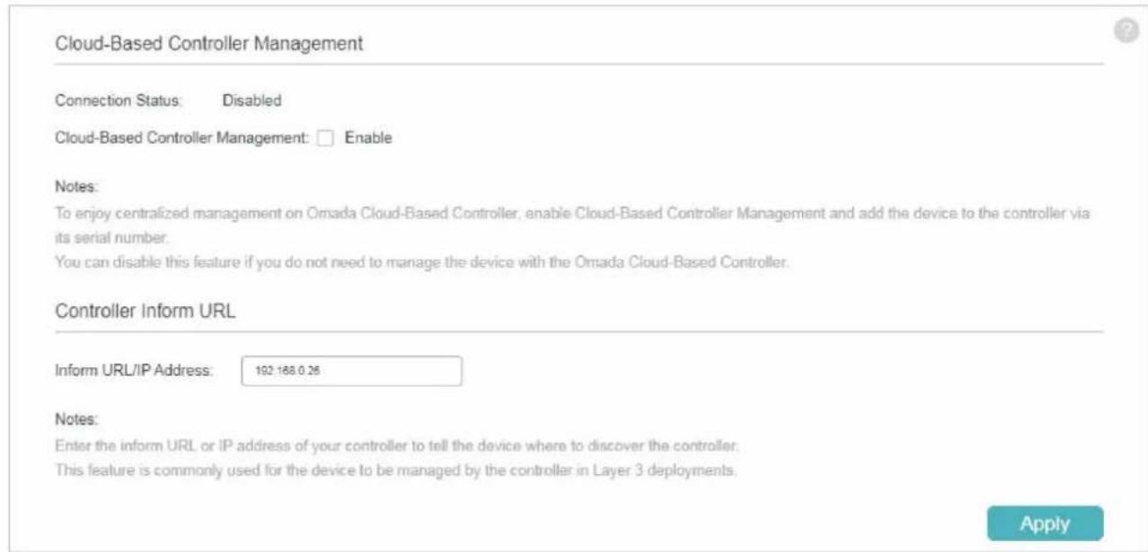 TP-LINK Omada EAP115Wall - URL d'information du contrôleur - 1