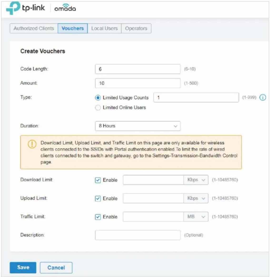 TP-LINK Omada EAP115Wall - Créer vouchers - 1