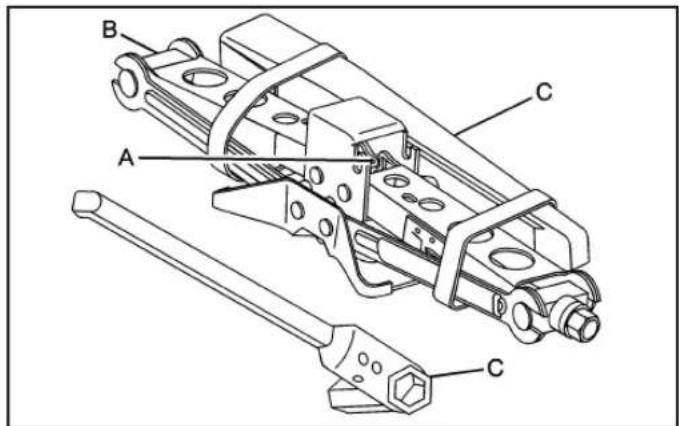 CADILLAC SRX (2009) - Dépose du pneu de secours et des outils - 1