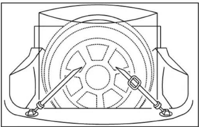 CADILLAC SRX (2009) - Rangement du pneu dégonflé avec des passagers sur la troisième rangée - 1