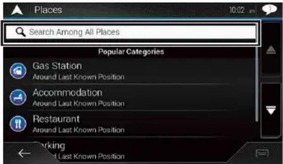 PIONEER AVICW6600NEX - ▶Rechercher des POI par catégorie ou directement par le nom du point de repère - 1