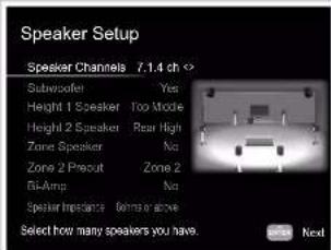 ONKYO TXRZ740 - Réglages "Speaker Setup" durant la Initial Setup (→p181) - 1