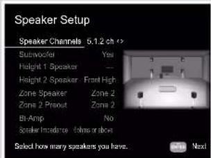 ONKYO TXRZ740 - Réglages "Speaker Setup" durant la Initial Setup (→p181) - 1