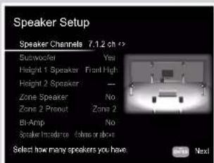 ONKYO TXRZ740 - Réglages "Speaker Setup" durant la Initial Setup (→p181) - 1