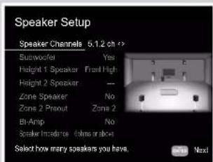 ONKYO TXRZ740 - Réglages "Speaker Setup" durant la Initial Setup (→p181) - 1