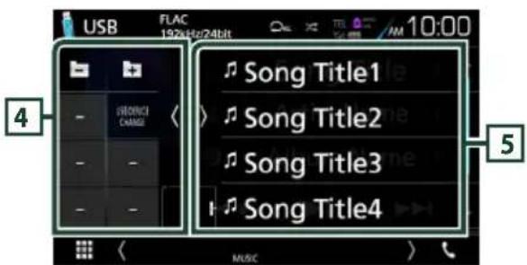 USB FLAC 192kHz/24bit 10:00 4 Song Title1 Song Title2 Song Title3 Song Title4 5 MUSIC