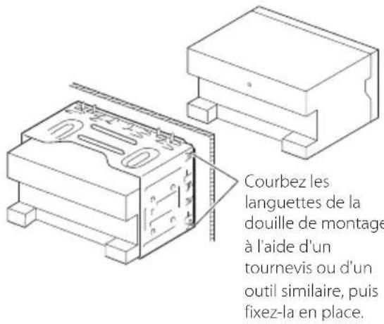 Courbez les languettes de la douille de montage à l'aide d'un tournevis ou d'un outil similaire, puis fixez-la en place.