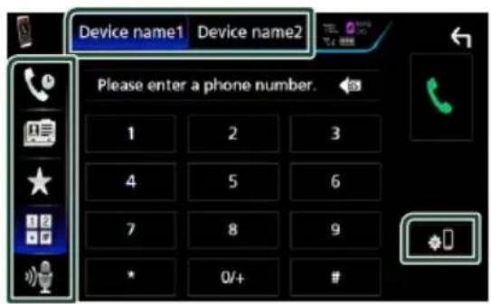 Device name1 Device name2 Please enter a phone number. 1 2 3 4 5 6 7 8 9 * 0/+ #