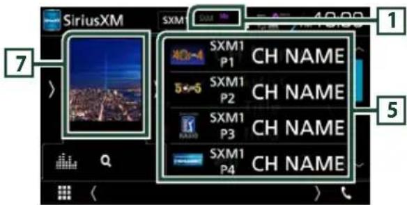 SiriusXM SXM SXM1 P1 CH NAME 5×6 SXM1 P2 CH NAME SXM1 P3 CH NAME SXM1 P4 CH NAME