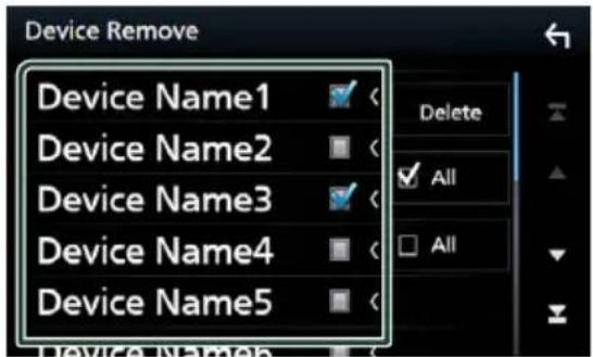 Device Remove Device Name1 Device Name2 Device Name3 Device Name4 Device Name5 Delete All All