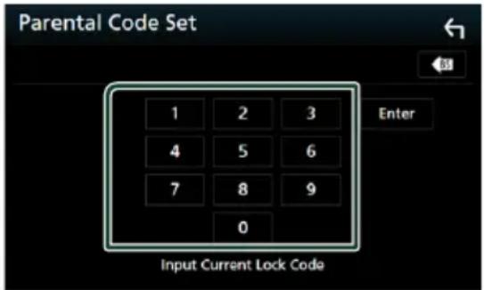 Parental Code Set 1 2 3 4 5 6 7 8 9 0 Enter Input Current Lock Code
