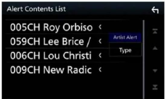 Alert Contents List 005CH Roy Orbiso < 059CH Lee Brice / 006CH Lou Christi < 009CH New Radic < Artist Alert Type