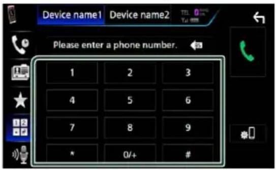 Device name1 Device name2 TEL Tel: 0 Please enter a phone number. 1 2 3 4 5 6 7 8 9 * 0/+ #