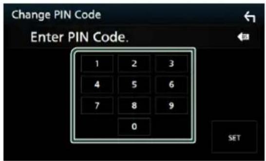 Change PIN Code Enter PIN Code. 1 2 3 4 5 6 7 8 9 0 SET