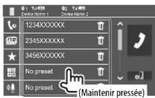 KENWOOD DDX276BT - Prérglage de numérios de téléphone - 3