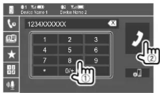 KENWOOD DDX276BT - Selectionne le numero de téléphone (1), puis passes un appel (2). - 1