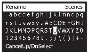 Rename Scenes abcdefghijklmnopqrstuvwxyzABCDEFGHIJKLMNOPQRSTUVWXYZ0 123456789, ;/(\) |+- CancelUp/DnSelect