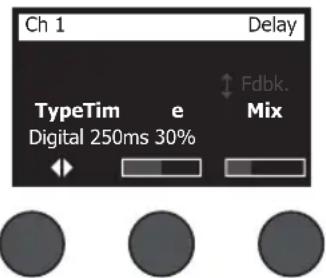 Ch 1 Delay TypeTim e Digital 250ms 30% Fdbk. Mix