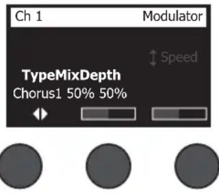 Ch 1 Modulator TypeMixDepth Chorus1 50% 50% ↑ Speed
