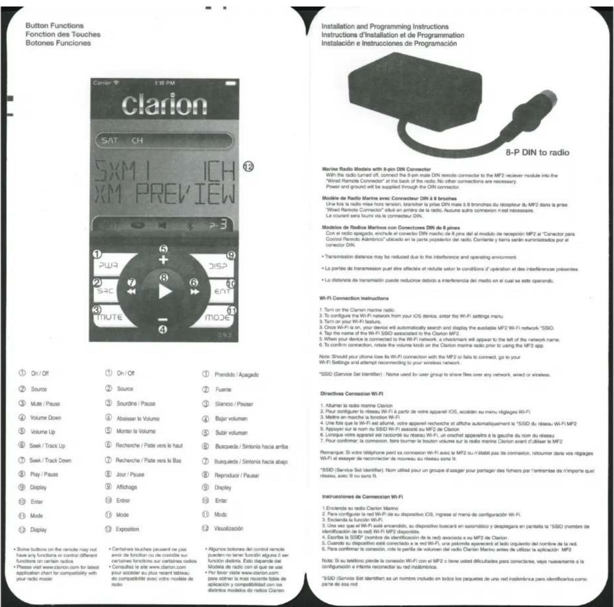 CLARION MF2 - Pour le canada et les états-unis seulement - 1