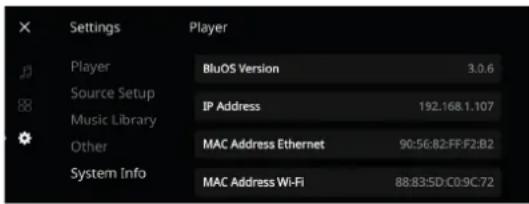 NAD M10 - System info (information sur le système) - 1