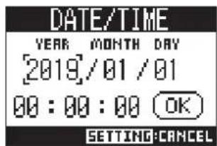 ZOOM LiveTrak L8 - Réglage de la date et de l'heure - 2