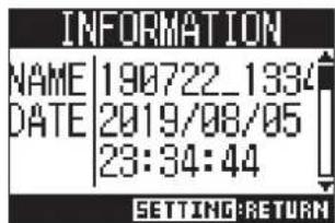 ZOOM LiveTrak L8 - Contrôle des informations sur le projet - 3