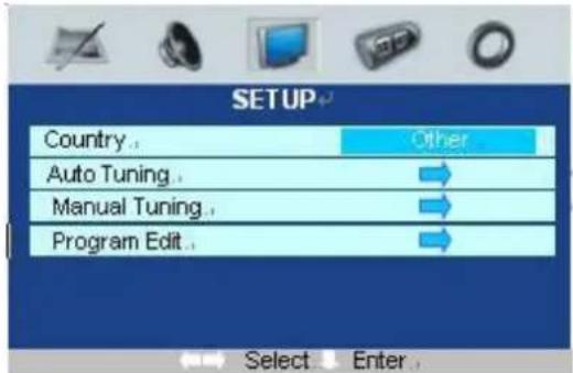 SEG Dakota - TV SETUP menu options - 1