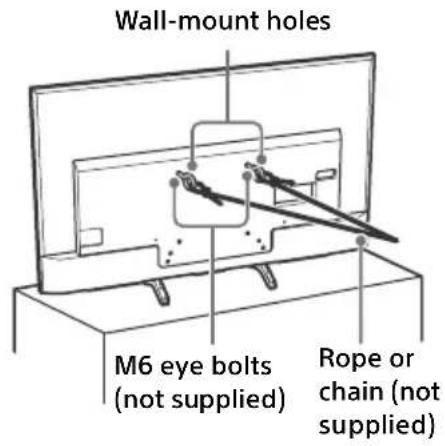 SONY KD49X720E - Anchor the TV to the wall by using bolts, wall anchor and chain (or rope). - 1