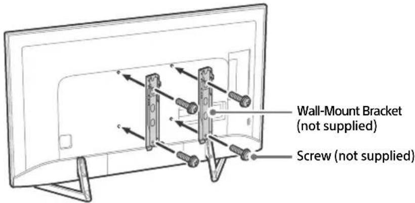 SONY Bravia XBR49X900F - Attach the Wall-Mount Bracket (not supplied) using the screws (not supplied). - 1