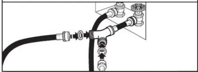 WHIRLPOOL WGD6120HC - Sujete la manguera larga al conector en "Y" y apriete los acoplamientos - 1
