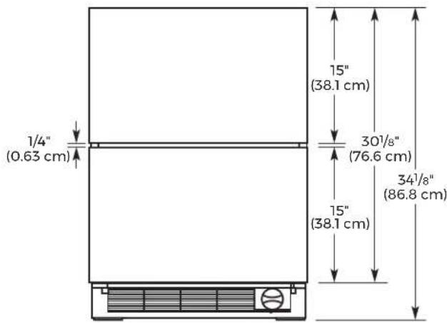 JENN-AIR JUDFP242HM - DRAWER HEIGHT DIMENSIONS: - 2