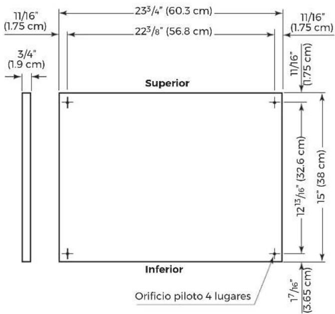 JENN-AIR JUDFP242HM - DIMENSIONES DEL PANEL SUPERPUESTO SUPERIOR E INFERIOR: - 2