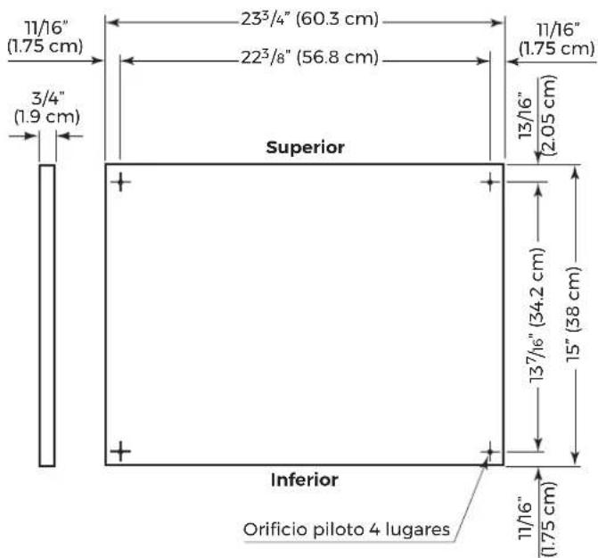 JENN-AIR JUDFP242HM - DIMENSIONES DEL PANEL SUPERPUESTO SUPERIOR E INFERIOR: - 1