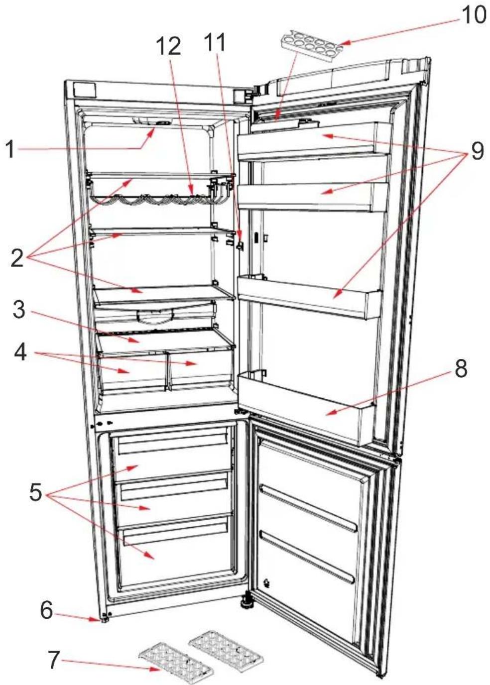 TELEFUNKEN TFK1563FW2 - THE PARTS OF THE APPLIANCE AND THE COMPARTMENTS - 1