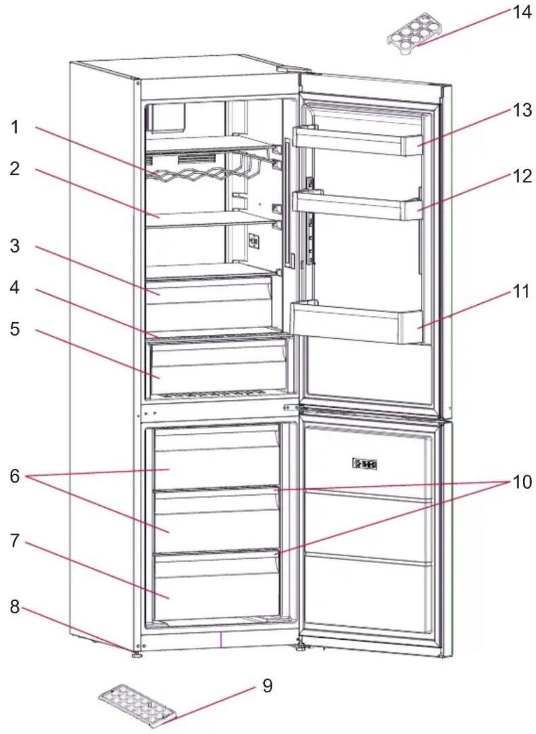 TELEFUNKEN TFK373FE2 - THE PARTS OF THE APPLIANCE AND THE COMPARTMENTS - 1